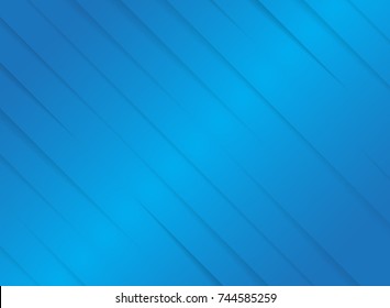 Blue striped diagonal paper cut background. Vector illustration