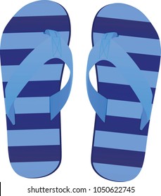 Blue striped flip flops. vector illustration