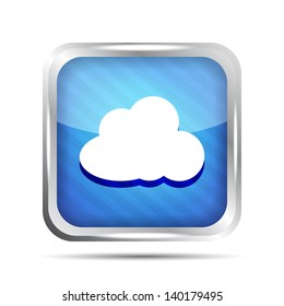 blue striped icon with cloud on a white background