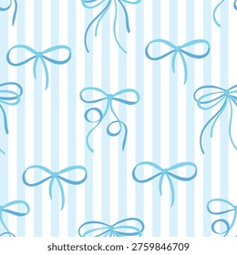 Blue striped pattern with bows. Striped pattern. Background for wallpaper, fabric, wrapping paper. - Powered by Shutterstock - Get 15% off with code: PIKWIZARD15