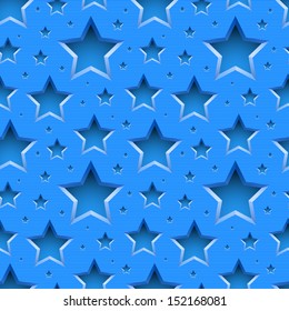 Blue Striped Seamless Pattern with Stars. Vector illustration