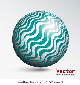 Blue Striped Sphere. Vector 3d abstract background.
