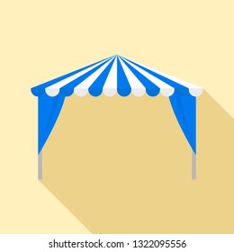 Blue striped tent icon. Flat illustration of blue striped tent vector icon for web design