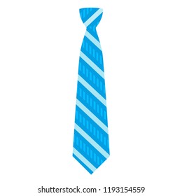 Blue striped tie icon. Flat illustration of blue striped tie vector icon for web design