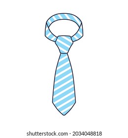 Blue striped tie isolated cartoon vector icon
