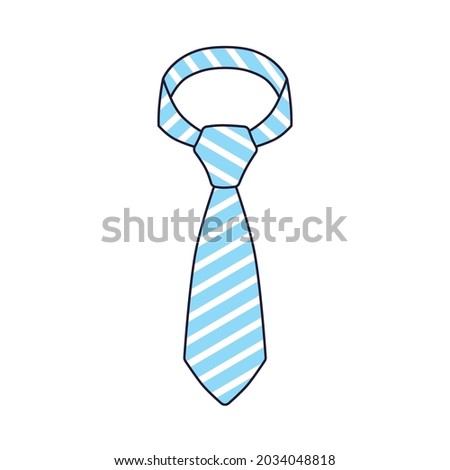Blue striped tie isolated cartoon vector icon