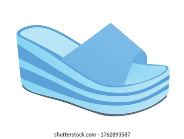 Blue striped woman sandal. vector illustration