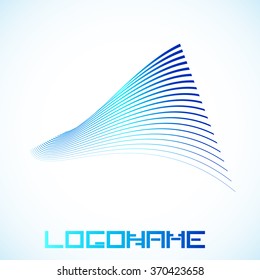 Blue Stripes . Abstract Lines . Linear Wavy Logo For Your Design . 