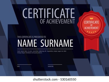Blue Stripes Blank Certified Border Template Vector Illustration