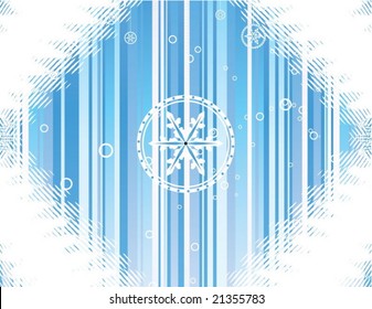 blue stripes christmas background with snowflakes - vector style