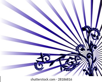 blue stripes floral design pattern