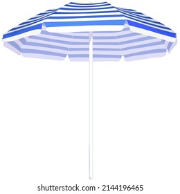 Blue stripes outdoor umbrella in flat style illustration.