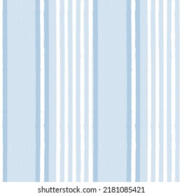Blue stripes pattern, classic striped seamless background, Hand drawn brush strokes. vector stripes, cute paintbrush line backdrop