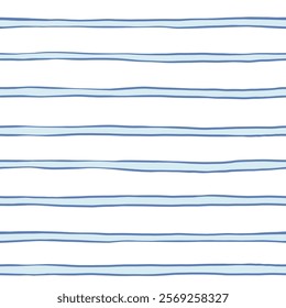 Blue stripes seamless pattern. Cute baby lines print. Watercolor sea stripes background