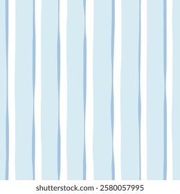 Blue stripes seamless pattern. Cute graphic lines vector print. Watercolor sea stripes background