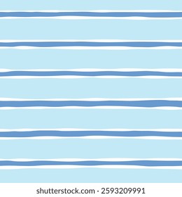 Blue stripes seamless pattern. Cute baby lines print. Watercolor sea stripes background