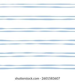 Blue stripes seamless pattern. Cute baby lines print. Watercolor sea stripes background