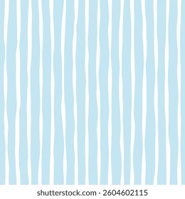 Blue stripes seamless pattern. Cute graphic lines vector print. Watercolor sea stripes background