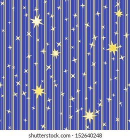 Blue stripy seamless pattern with stars