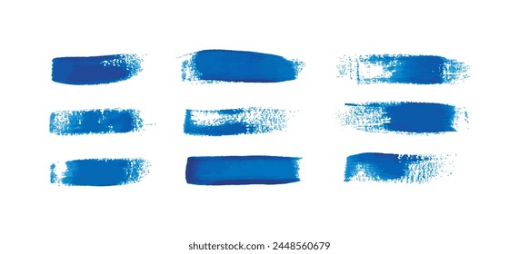 Blue strokes of paint. Grunge brushes vector set.