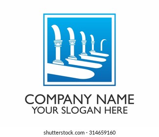 blue structure architectural pillar silhouette logo icon