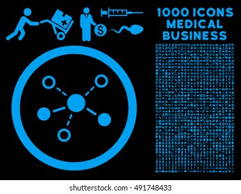 Blue Structure vector rounded icon. Image style is a flat icon symbol inside a circle, black background. Bonus clip art contains 1000 health care business design elements.