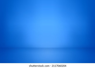 Blue studio background. Abstract empty room with soft light for product. Simple light blue color backdrop. Line horizon. Cyan gradient background. Texture blank wall and floor. Vector illustration