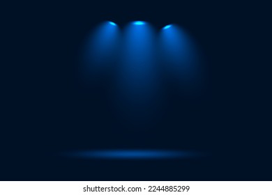 Blue studio background. Abstract background with spotlight. Vector illustration