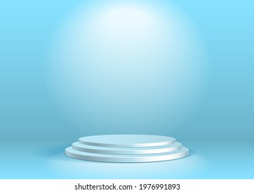 Blue studio background lit by spotlights. A clean background for shooting various products.
