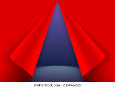 Fondo de estudio azul iluminado con focos. Un fondo limpio para la toma de diferentes productos.