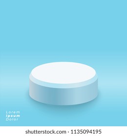 blue studio background with podium