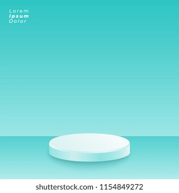 blue studio background with podium