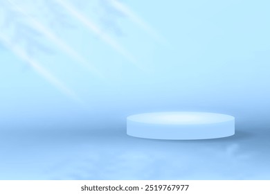 Fundo De Estúdio Azul Com Palco De Pódio E Luz Do Sol. Minimalista. Ilustração de vetor
