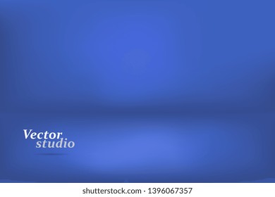 Blue studio background in retro style. 3d illustration. Beauty fashion. Modern graphic design. Soft color vector background.