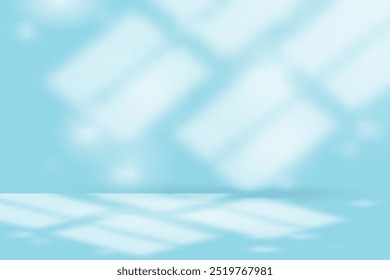 Fondo De Estudio Azul Con Luz Del Sol Y Ventana De Sombra. Minimalista. Ilustración vectorial. Fondo de pantalla Abstractas de Negocios. Fondo de pared