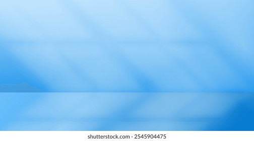 Blue Studio Background With Sunlight And Window Shadow. Minimalist. Vector Illustration. Abstract Business Wallpaper. Wall Backdrop