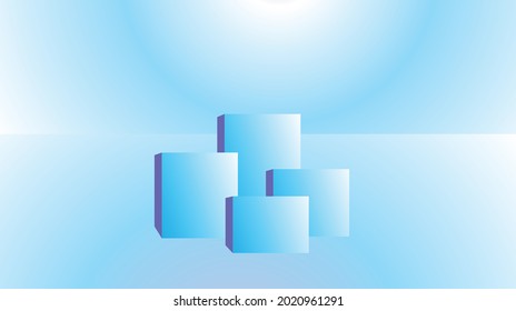 Blue studio room backdrop background soft light. Mock up template product display.