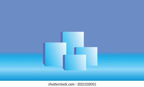 El fondo de la habitación de estudio azul es luz suave. Mostrar el producto de plantilla de maqueta.