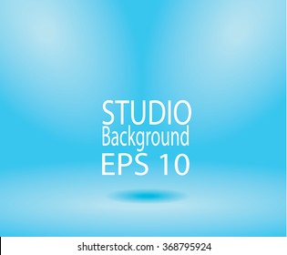 Blue studio room backdrop background soft light. Mock up template product display.