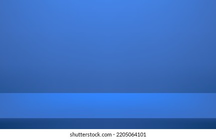 Gradiente de habitación de estudio azul utilizado para el fondo. Espacio para mostrar productos. Ilustración vectorial.