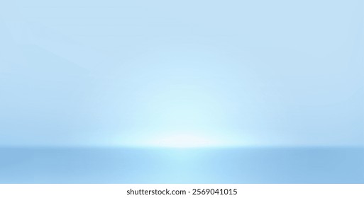 Blue studio room. Limbo light background. Abstract 3d backdrop for product presentation. Minimal wall scene. Showcase, promotion display. Vector stage mockup illustration