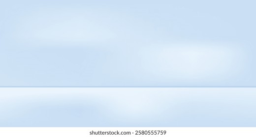 Blue studio room. Limbo light background. Abstract 3d backdrop for product presentation. Minimal wall scene art