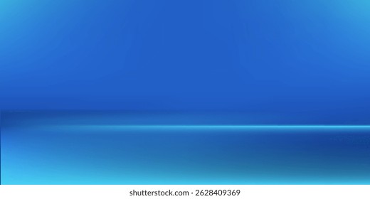 Blue studio room. Limbo light background. Abstract 3d backdrop for product presentation. Minimal wall scene. Showcase, promotion display. Vector stage mockup illustration