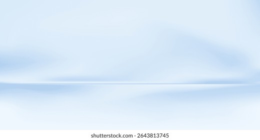 Blue studio room. Limbo light background. Abstract 3d backdrop for product presentation. Minimal wall scene. Showcase, promotion display. Vector stage mockup illustration