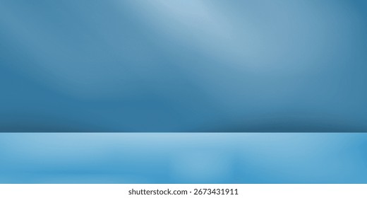 Habitación de estudio azul. Limbo de fondo claro. Abstractas telón de fondo 3D para la presentación del producto. Escena de pared mínima.	
