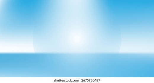 Quarto de estúdio azul. Fundo de luz limbo. Gradiente