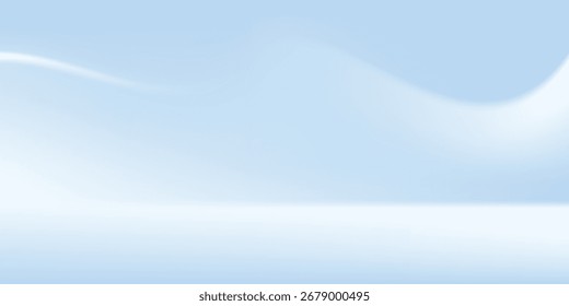Blaues Studiozimmer. Heller Limbo-Hintergrund. Abstrakter 3D-Hintergrund für Produktpräsentation. Minimale Wandszene.Eps10