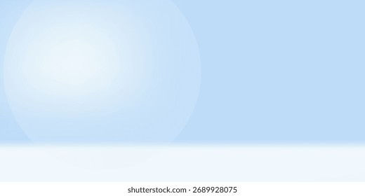 Quarto de estúdio azul. Fundo de luz limbo. Fundo 3d abstrato para a apresentação do produto. Mínima cena de parede. Mostrador, exibição de promoção moderna