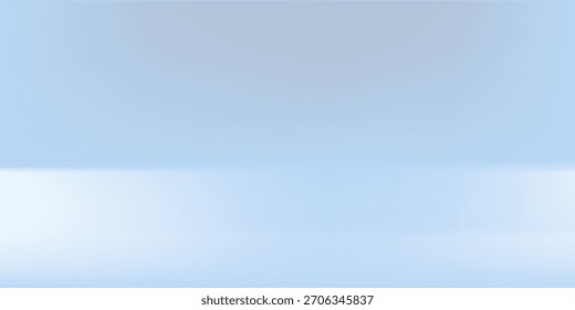 Blaues Studiozimmer. Heller Limbo-Hintergrund. Abstrakter 3D-Hintergrund für Produktpräsentation. Minimale Wandszene. 