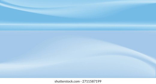 Habitación de estudio azul. Limbo de fondo claro. Abstractas telón de fondo 3D para la presentación del producto. Escena de pared mínima. Escaparate, exhibición de la promoción